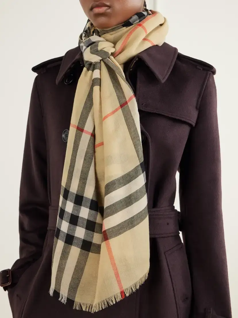Burberry Frayed Checked Wool Scarf | Thumbnail 2 Burberry Frayed Checked Wool Scarf | Thumbnail 2