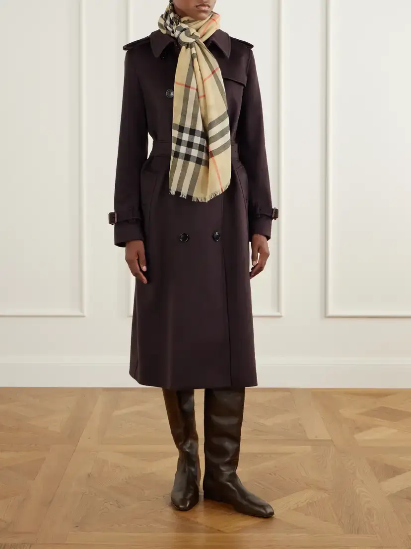 Burberry Frayed Checked Wool Scarf | Thumbnail 3 Burberry Frayed Checked Wool Scarf | Thumbnail 3