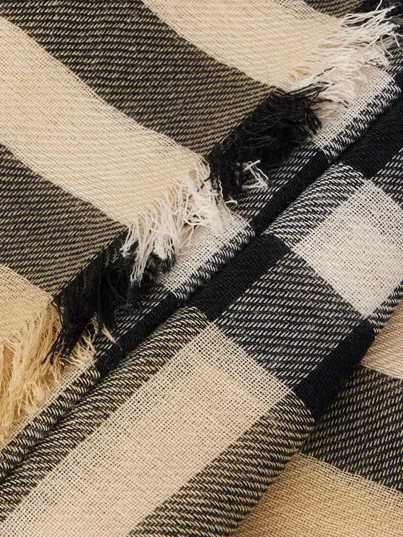 Burberry Frayed Checked Wool Scarf | Thumbnail 4 Burberry Frayed Checked Wool Scarf | Thumbnail 4