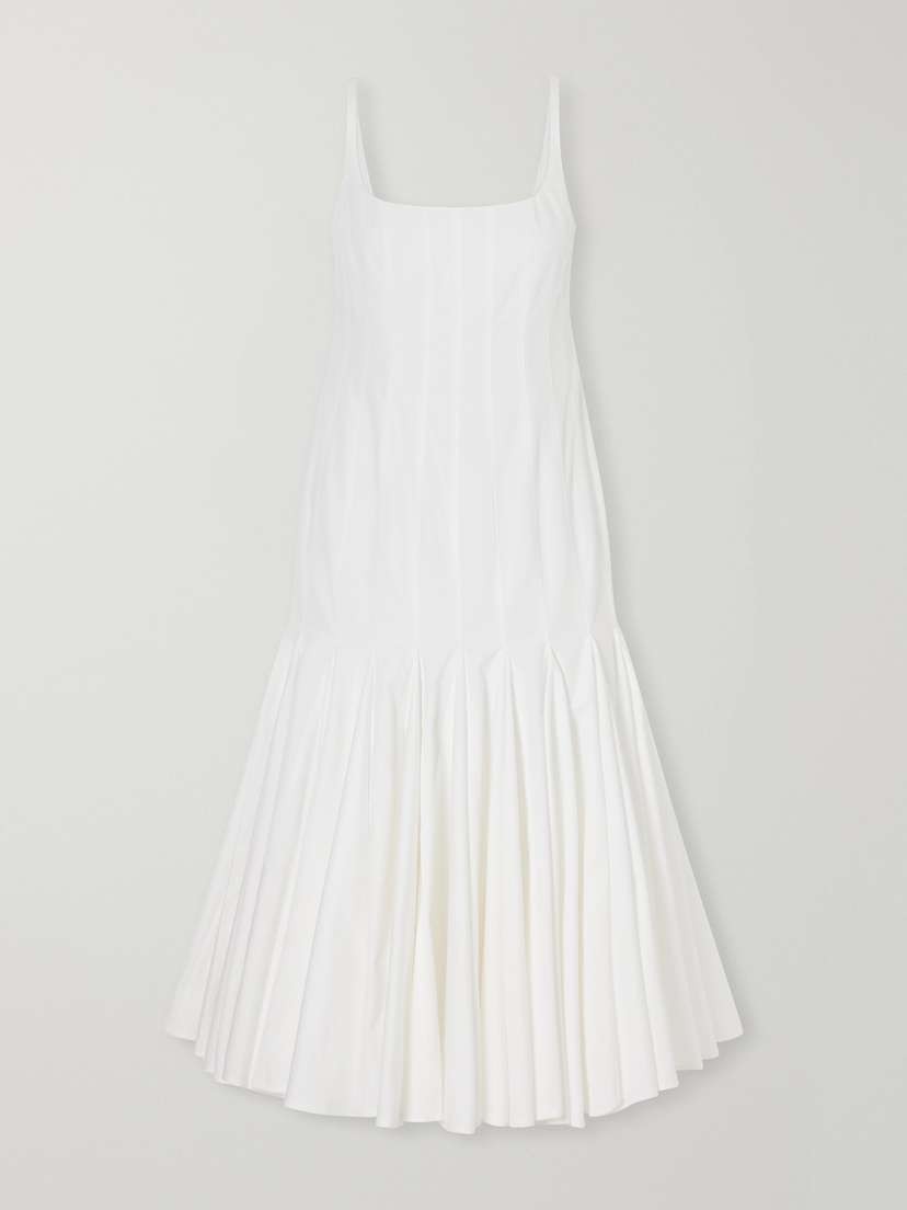 Jacquemus La Robe Pleated Cotton-poplin Midi Dress