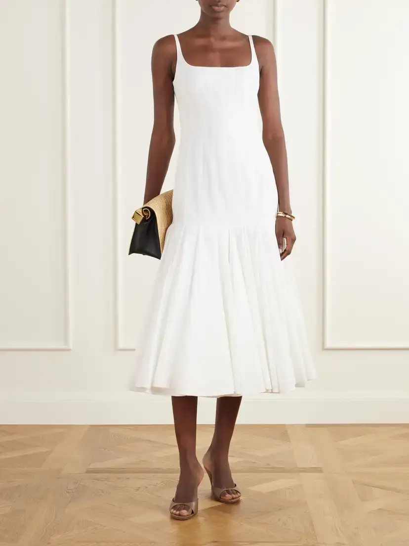 Jacquemus La Robe Pleated Cotton-poplin Midi Dress | Thumbnail 2 Jacquemus La Robe Pleated Cotton-poplin Midi Dress | Thumbnail 2