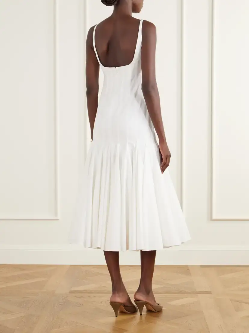 Jacquemus La Robe Pleated Cotton-poplin Midi Dress | Thumbnail 3 Jacquemus La Robe Pleated Cotton-poplin Midi Dress | Thumbnail 3