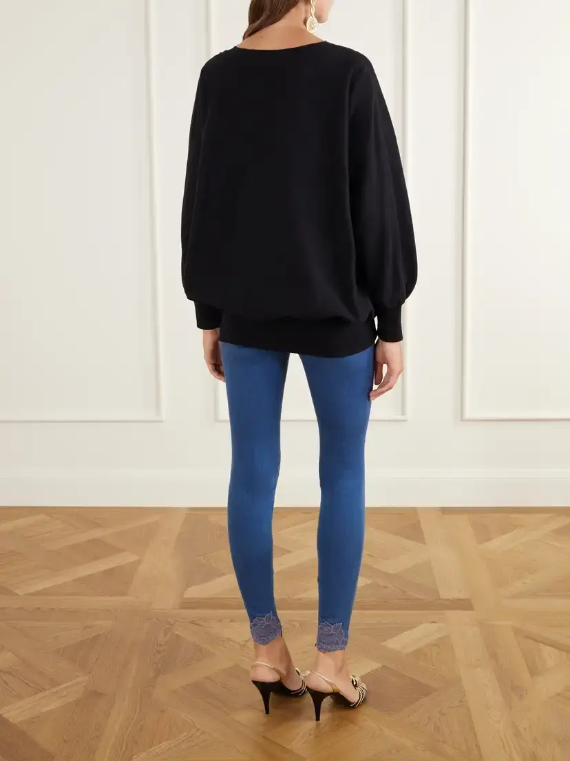 Valentino Garavani Lace-trimmed Cotton-jersey Sweatshirt | Thumbnail 3 Valentino Garavani Lace-trimmed Cotton-jersey Sweatshirt | Thumbnail 3