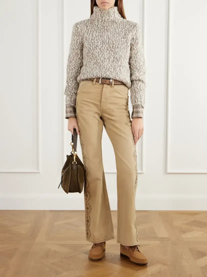 RRL Floral-embroidered Cotton Flared Pants | Thumbnail 2 RRL Floral-embroidered Cotton Flared Pants | Thumbnail 2