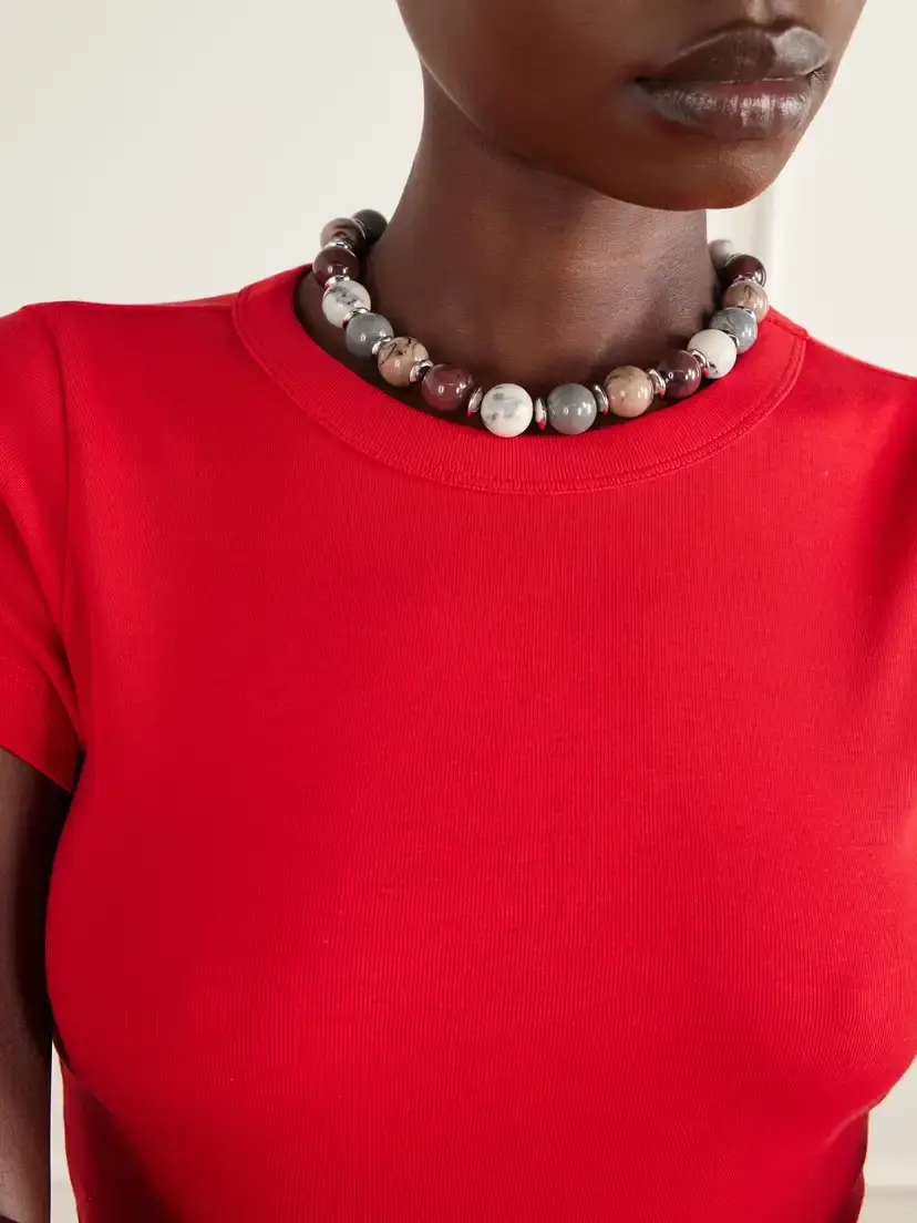 Julietta Mavis Rhodium-pleated Beaded Necklace | Thumbnail 2