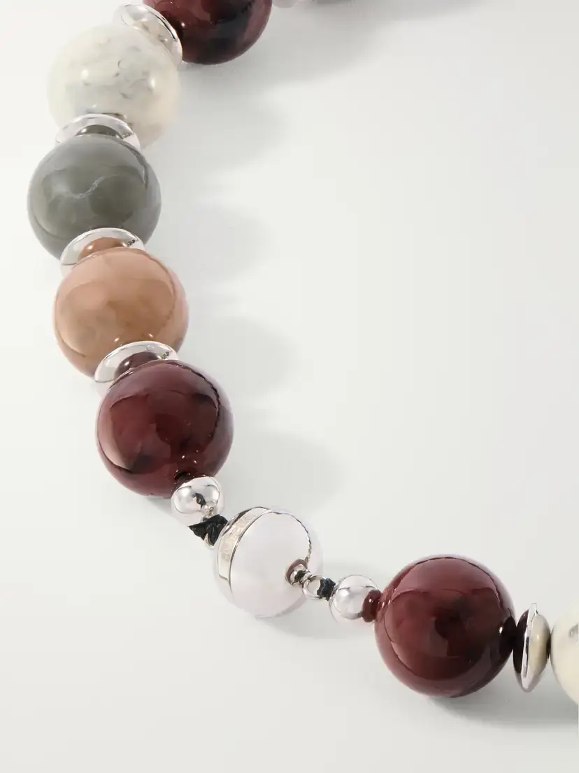 Julietta Mavis Rhodium-pleated Beaded Necklace | Thumbnail 3