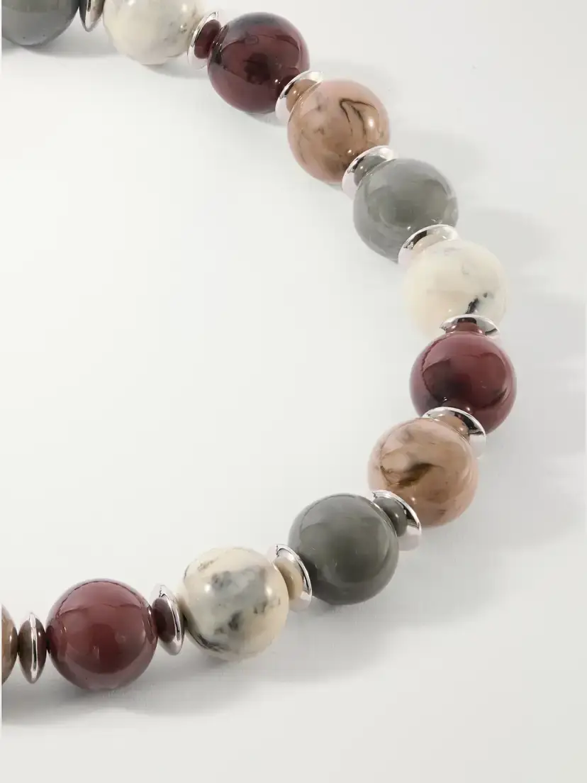 Julietta Mavis Rhodium-pleated Beaded Necklace | Thumbnail 4