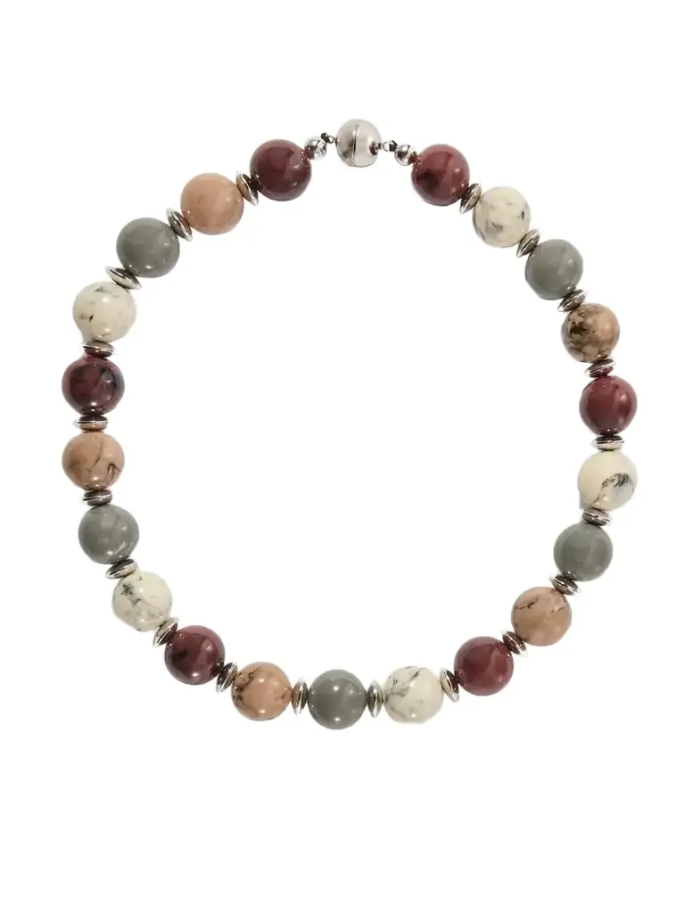 Mavis Rhodium-pleated Beaded Necklace