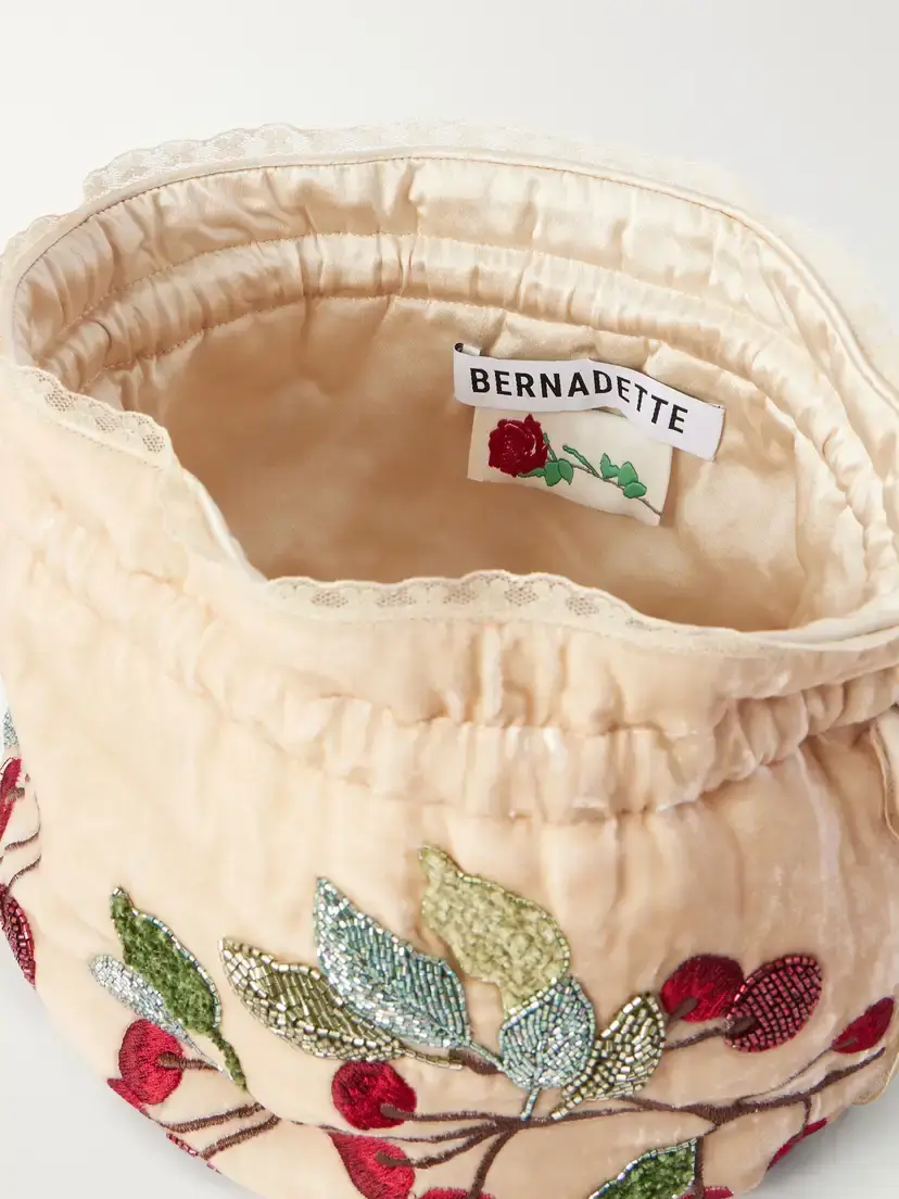 BERNADETTE Round Bag Bead-embellished Embroidered Lace-trimmed Velvet Clutch | Thumbnail 5 BERNADETTE Round Bag Bead-embellished Embroidered Lace-trimmed Velvet Clutch | Thumbnail 5