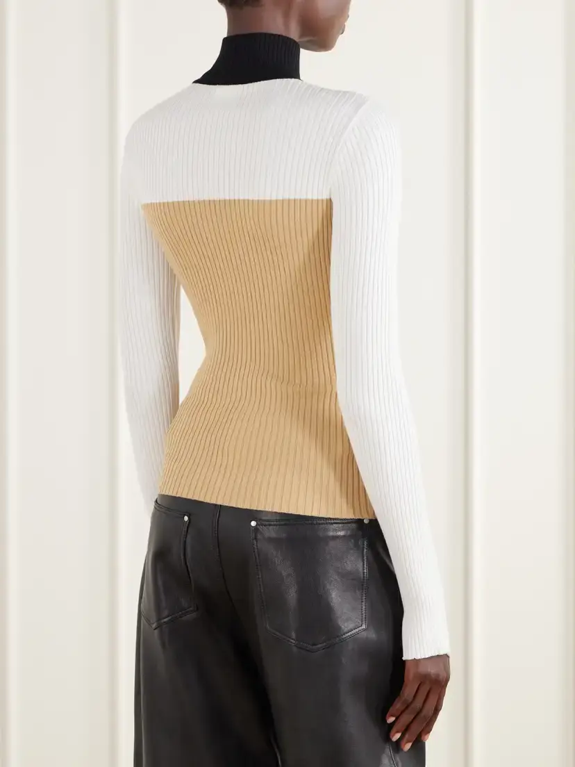 Courrèges Logo-embroidered Ribbed Jersey Sweater | Thumbnail 4 Courrèges Logo-embroidered Ribbed Jersey Sweater | Thumbnail 4