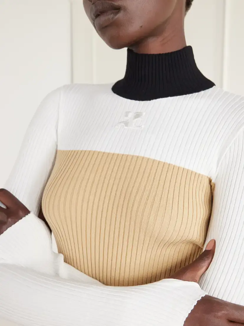 Courrèges Logo-embroidered Ribbed Jersey Sweater | Thumbnail 5 Courrèges Logo-embroidered Ribbed Jersey Sweater | Thumbnail 5