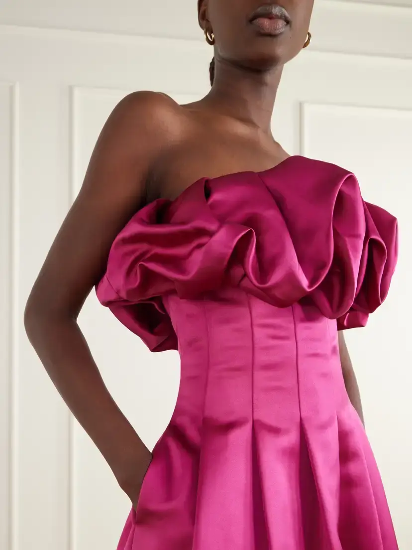 Ulla Johnson Cosima Strapless Ruffled Pleated Duchesse-satin Midi Dress | Thumbnail 4