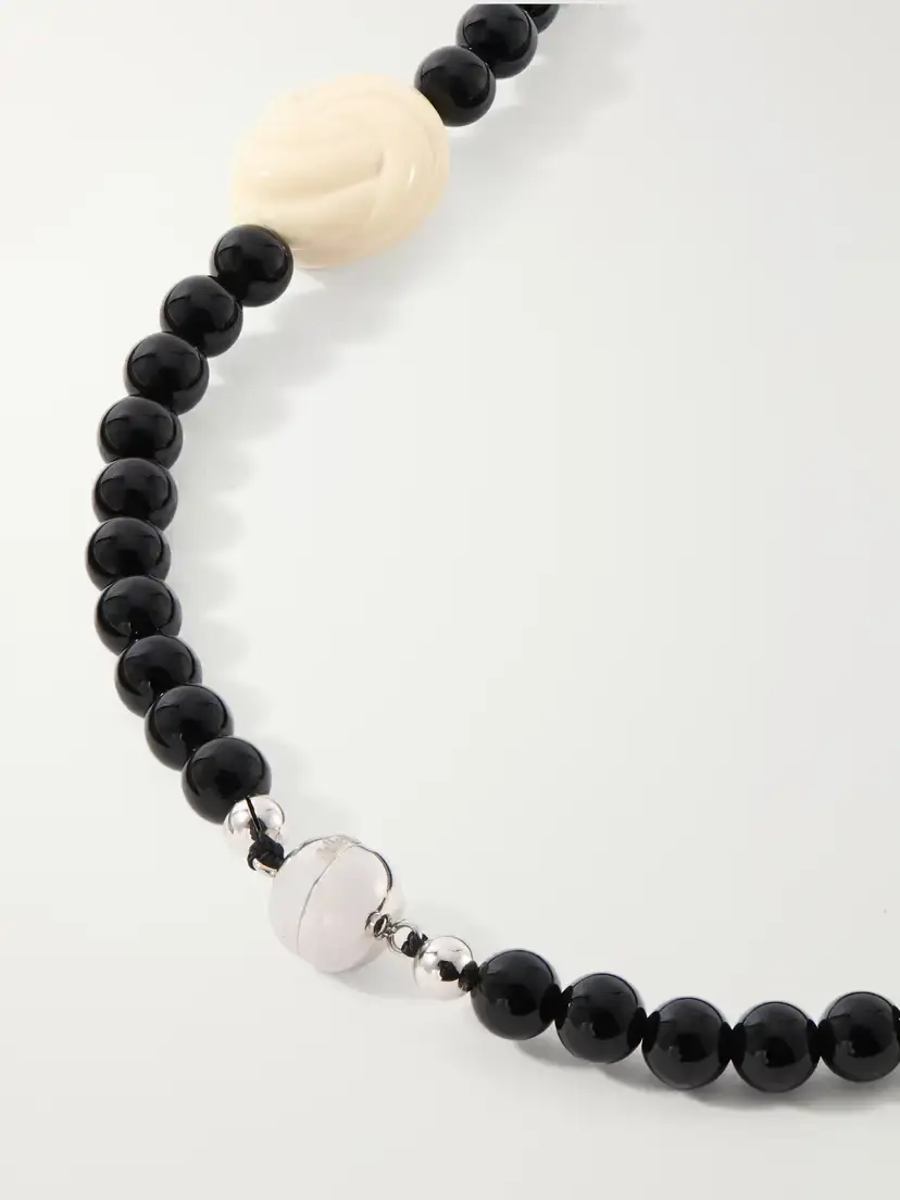 Julietta Myra Rhodium-plated Onyx Beaded Necklace | Thumbnail 3