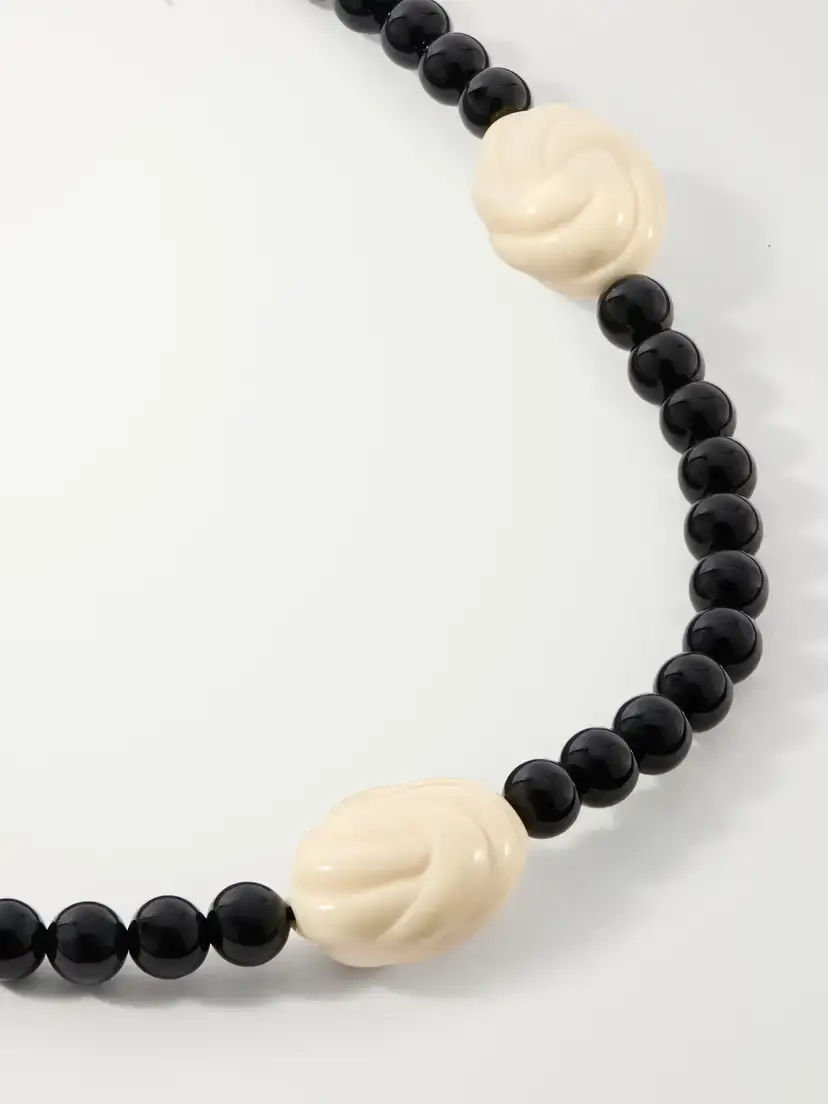 Julietta Myra Rhodium-plated Onyx Beaded Necklace | Thumbnail 4