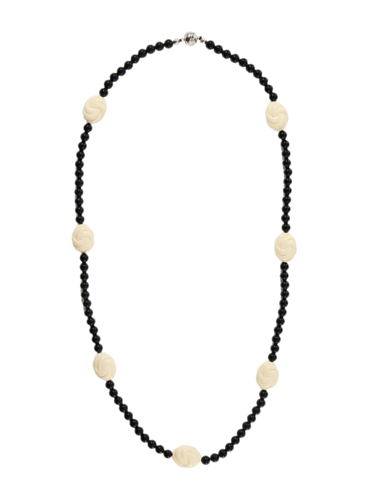Myra Rhodium-plated Onyx Beaded Necklace