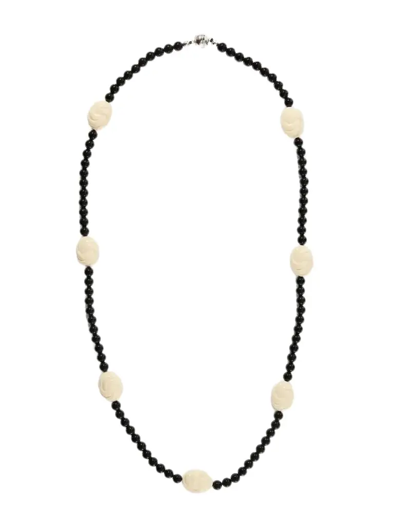 Julietta Myra Rhodium-plated Onyx Beaded Necklace