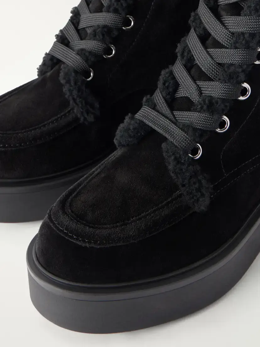 Gianvito Rossi Shearling-trimmed Suede Ankle Boots | Thumbnail 5