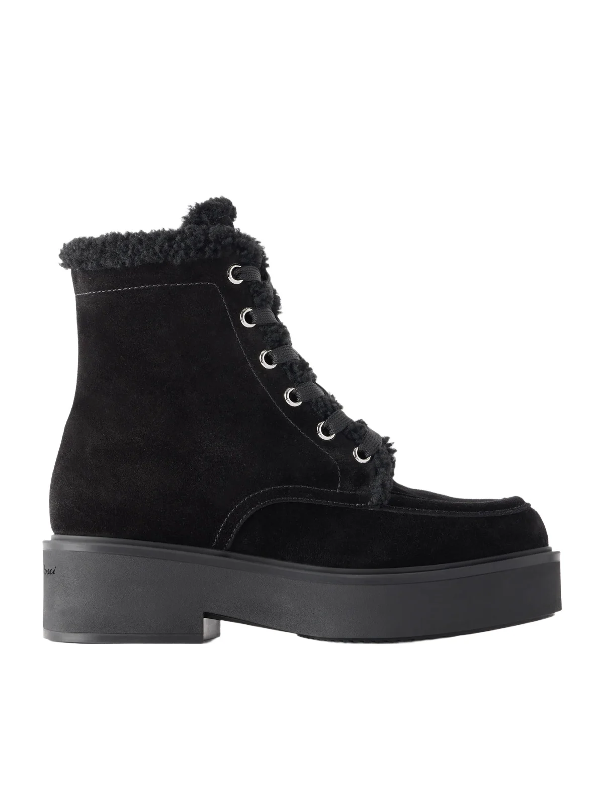 Shearling-trimmed Suede Ankle Boots