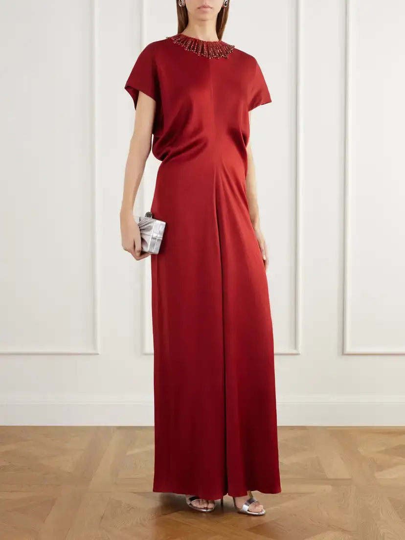 Jenny Packham Novak Crystal-embellished Draped Satin Gown | Thumbnail 2