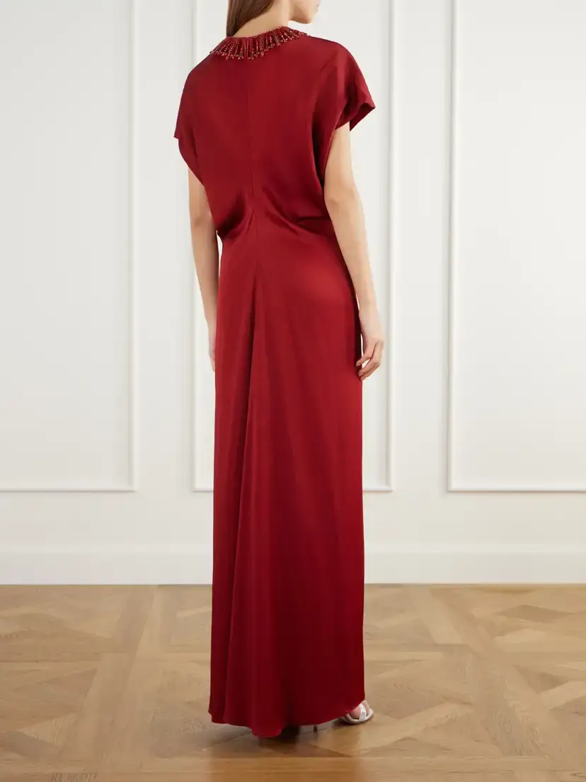 Jenny Packham Novak Crystal-embellished Draped Satin Gown | Thumbnail 3