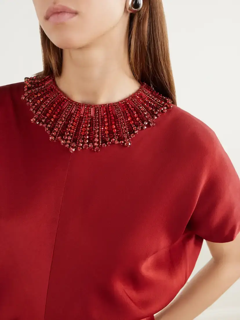 Jenny Packham Novak Crystal-embellished Draped Satin Gown | Thumbnail 4