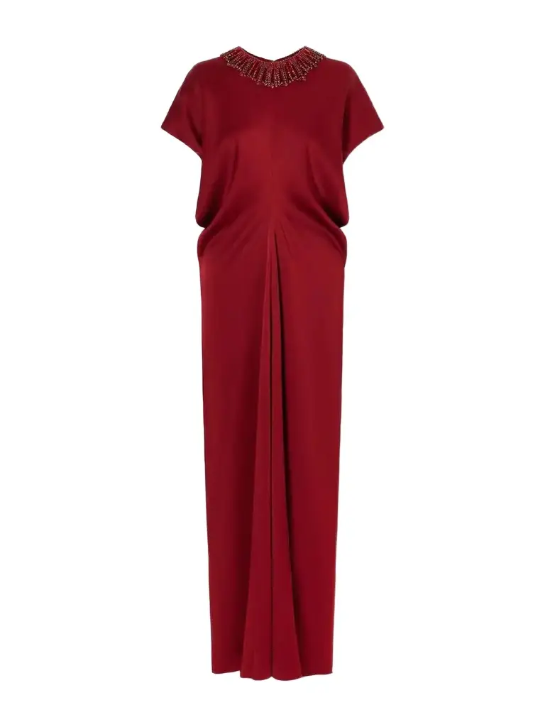 Jenny Packham Novak Crystal-embellished Draped Satin Gown
