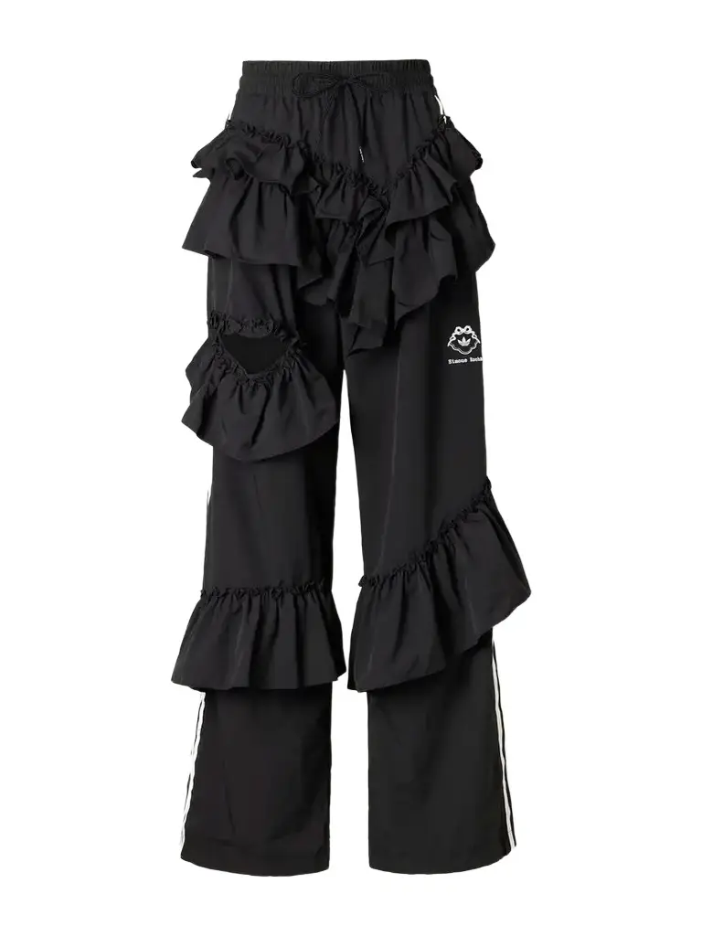 Simone Rocha + Adidas Originals Logo-embroidered Cut-out Ruffled Twill Straight-leg Track Pants