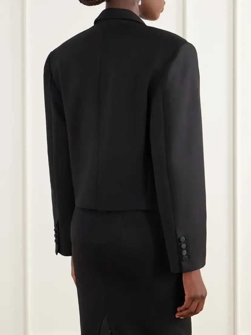 The Attico Cropped Darted Wool-blend Gabardine Blazer | Thumbnail 3