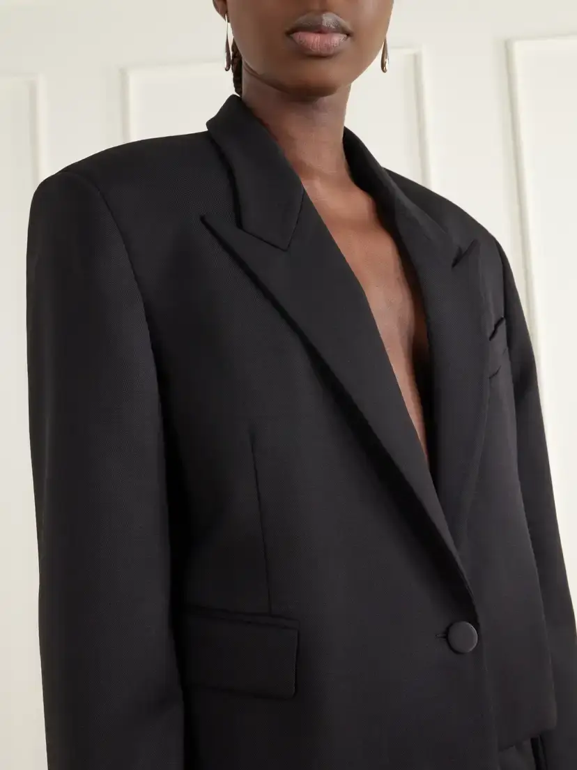 The Attico Cropped Darted Wool-blend Gabardine Blazer | Thumbnail 4