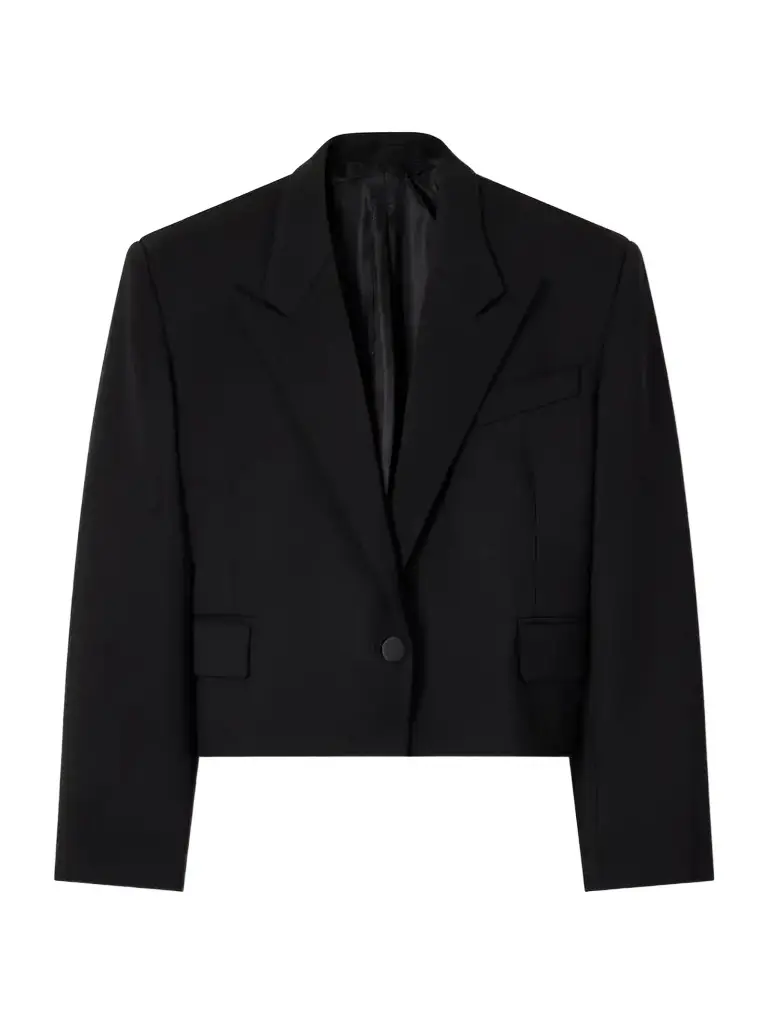 Cropped Darted Wool-blend Gabardine Blazer Cropped Darted Wool-blend Gabardine Blazer