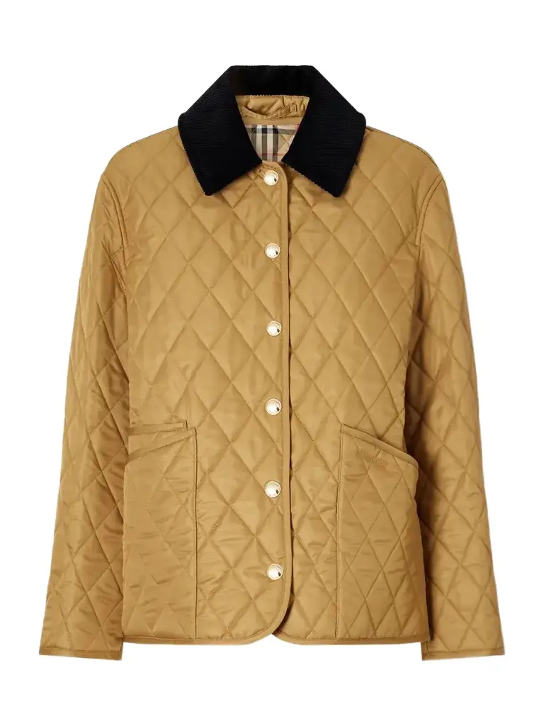 Burberry Corduroy-trimmed Quilted Shell Jacket
