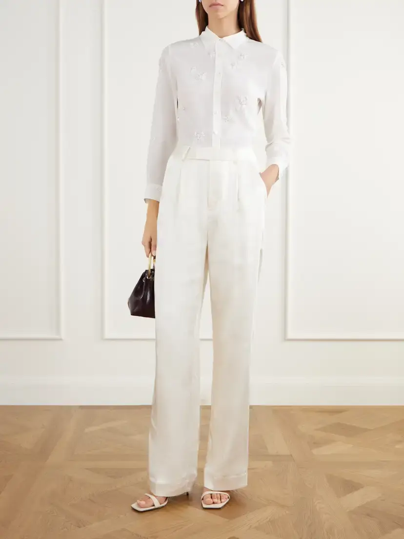 BERNADETTE Baby Bead-embellished Silk-crepe De Chine Shirt | Thumbnail 2 BERNADETTE Baby Bead-embellished Silk-crepe De Chine Shirt | Thumbnail 2