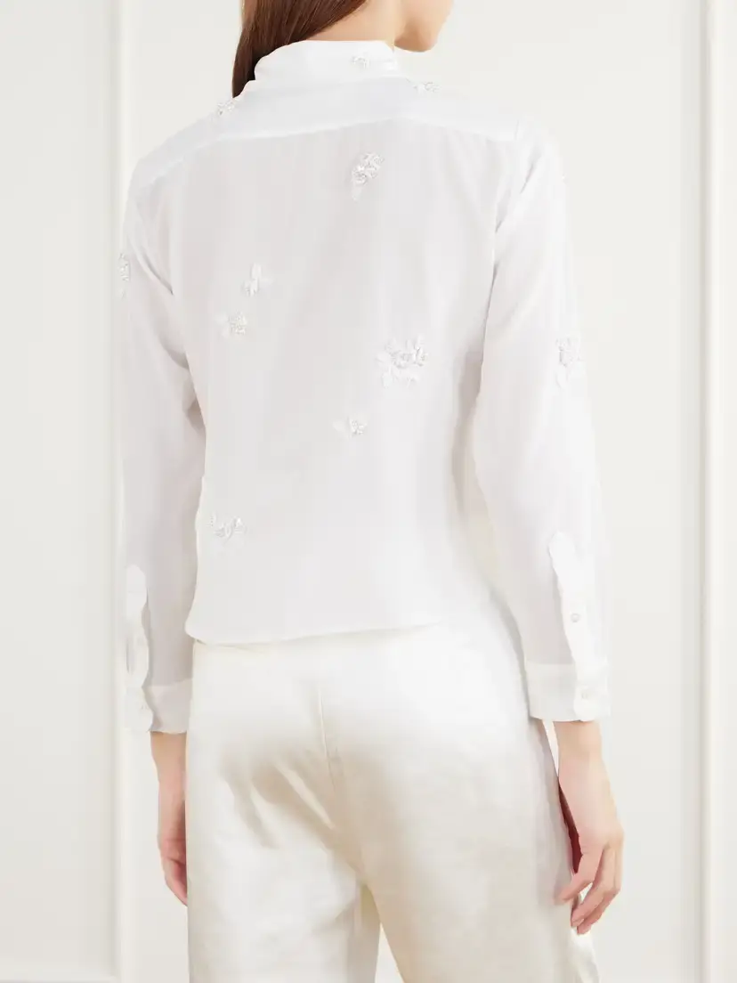 BERNADETTE Baby Bead-embellished Silk-crepe De Chine Shirt | Thumbnail 4 BERNADETTE Baby Bead-embellished Silk-crepe De Chine Shirt | Thumbnail 4