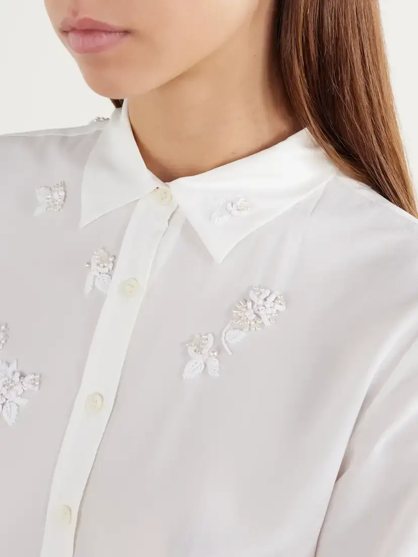 BERNADETTE Baby Bead-embellished Silk-crepe De Chine Shirt | Thumbnail 5 BERNADETTE Baby Bead-embellished Silk-crepe De Chine Shirt | Thumbnail 5