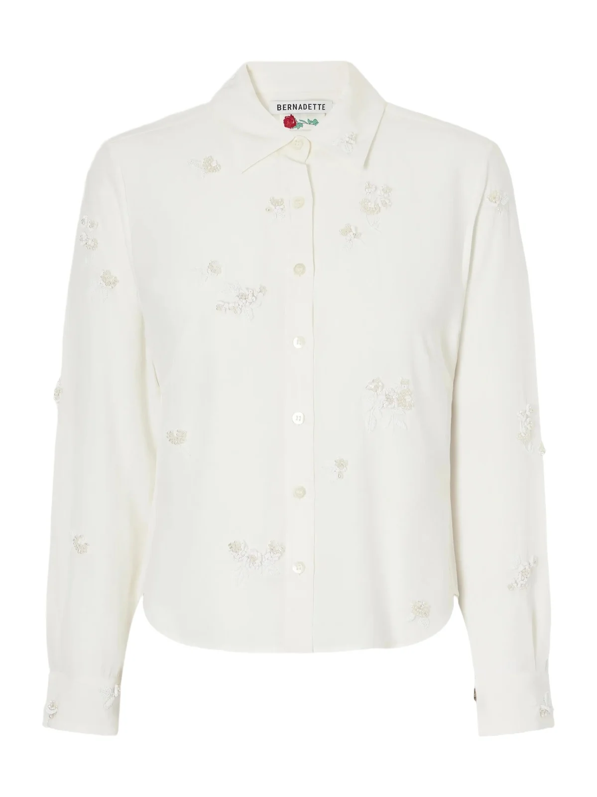 BERNADETTE Baby Bead-embellished Silk-crepe De Chine Shirt