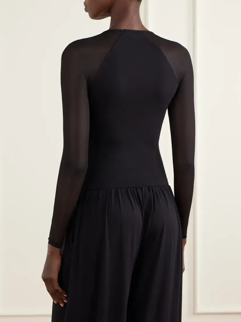 Eres Marita Mesh-trimmed Stretch-modal And Silk-blend Top - Black | Thumbnail 4 Eres Marita Mesh-trimmed Stretch-modal And Silk-blend Top - Black | Thumbnail 4