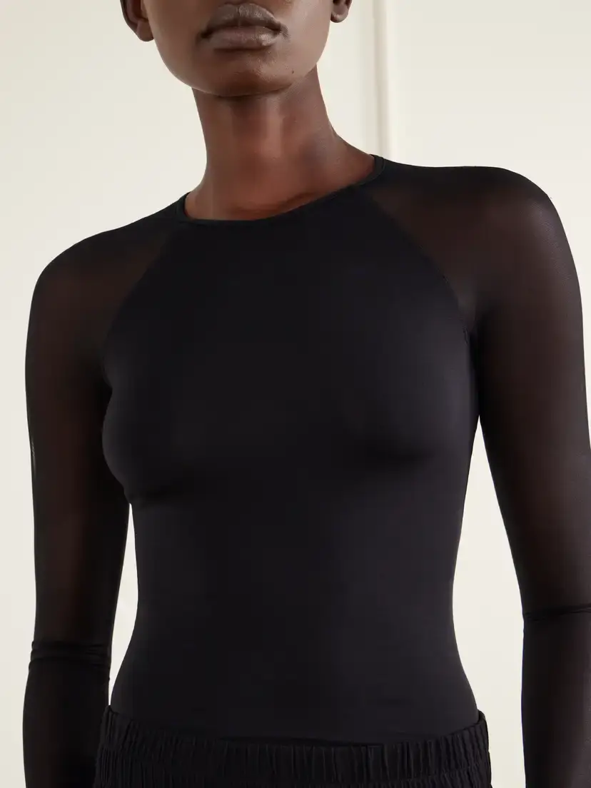 Eres Marita Mesh-trimmed Stretch-modal And Silk-blend Top - Black | Thumbnail 5 Eres Marita Mesh-trimmed Stretch-modal And Silk-blend Top - Black | Thumbnail 5