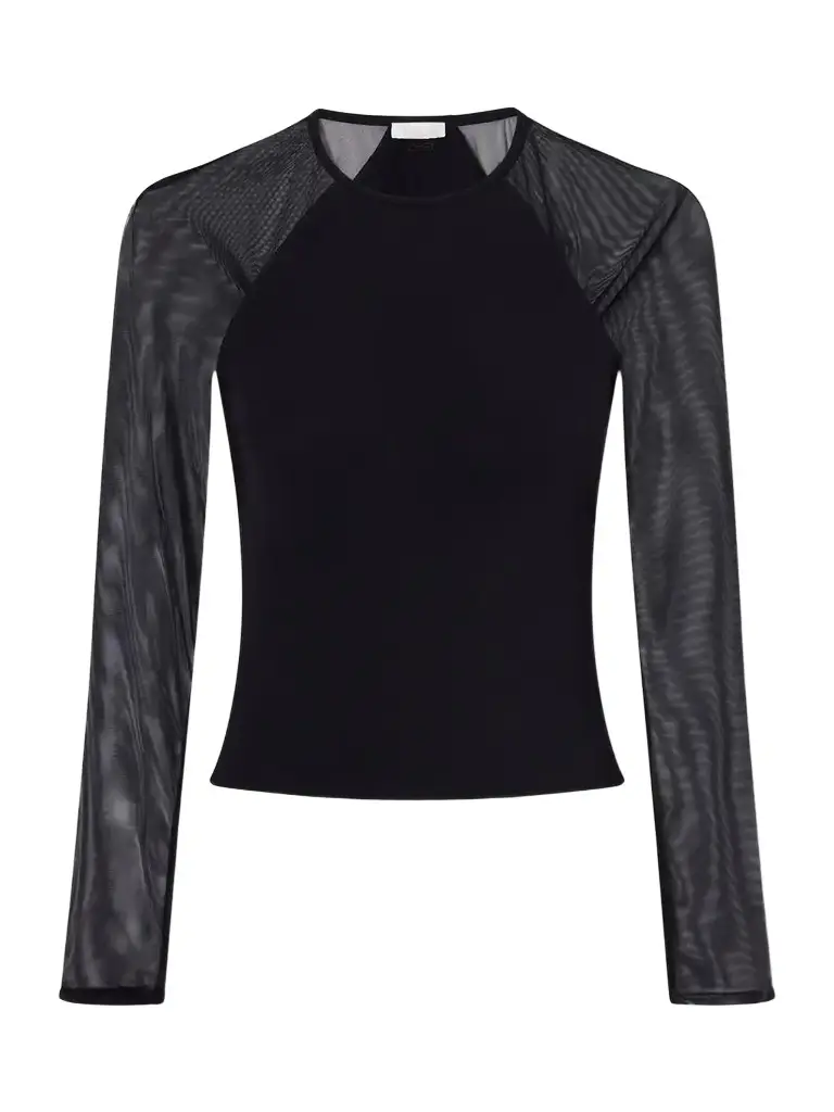 Eres Marita Mesh-trimmed Stretch-modal And Silk-blend Top - Black