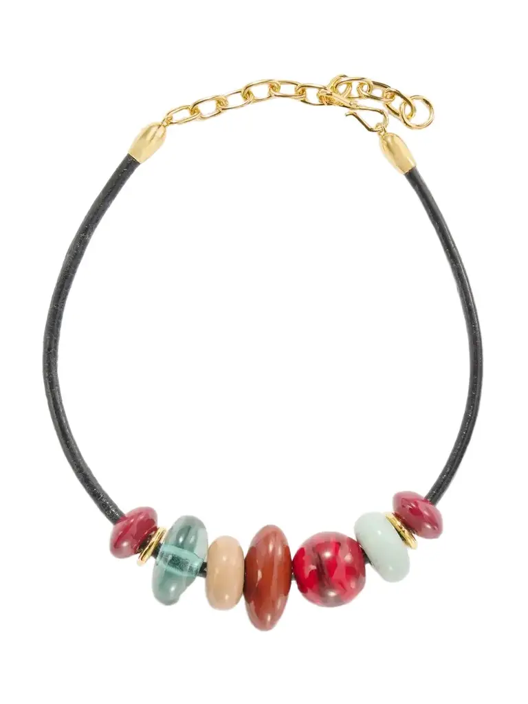 Lizzie Fortunato Piedra Beaded Leather Necklace