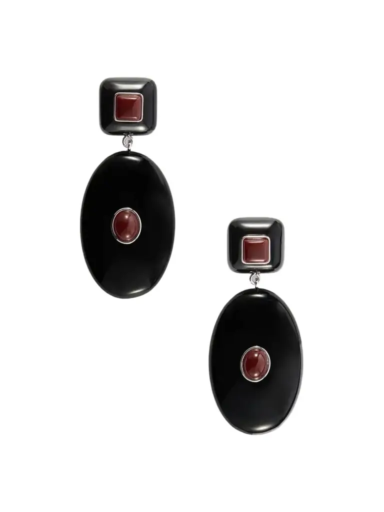 Julietta Pantheon Rhodium-plated Resin Carnelian Earrings