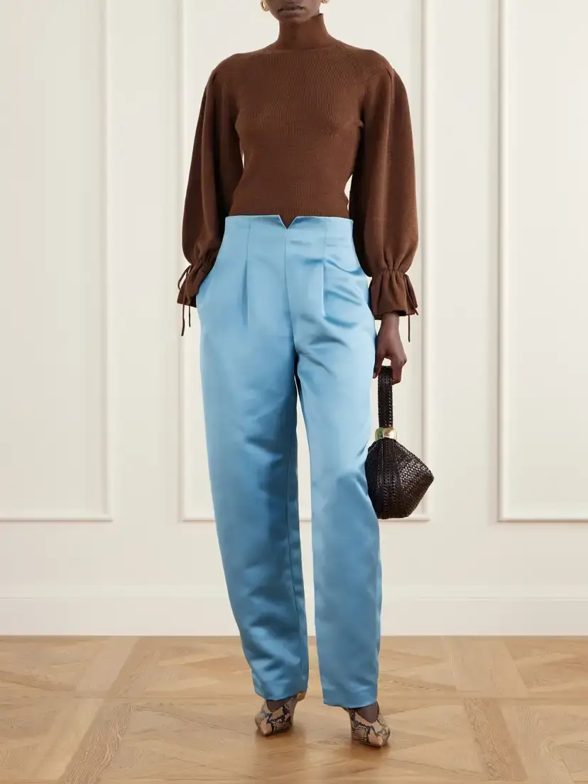 Ulla Johnson Edlyn Pleated Duchess-satin Mid-rise Barrel-leg Pants | Thumbnail 2 Ulla Johnson Edlyn Pleated Duchess-satin Mid-rise Barrel-leg Pants | Thumbnail 2