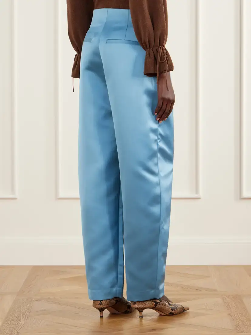 Ulla Johnson Edlyn Pleated Duchess-satin Mid-rise Barrel-leg Pants | Thumbnail 3 Ulla Johnson Edlyn Pleated Duchess-satin Mid-rise Barrel-leg Pants | Thumbnail 3