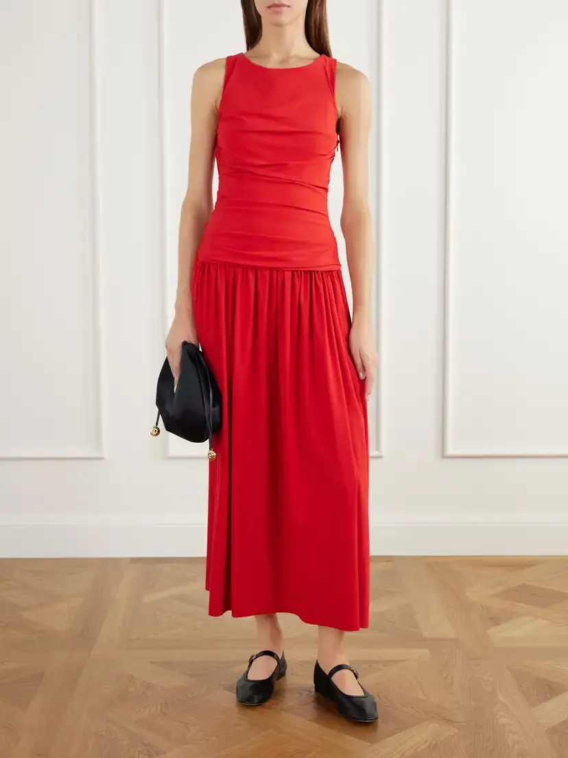 La Ligne Ruched Pleated Stretch-jersey Midi Dress | Thumbnail 2 La Ligne Ruched Pleated Stretch-jersey Midi Dress | Thumbnail 2