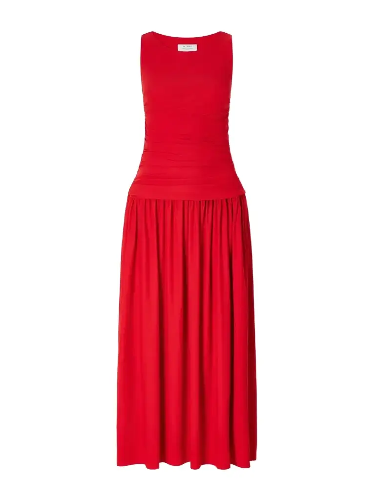 La Ligne Ruched Pleated Stretch-jersey Midi Dress