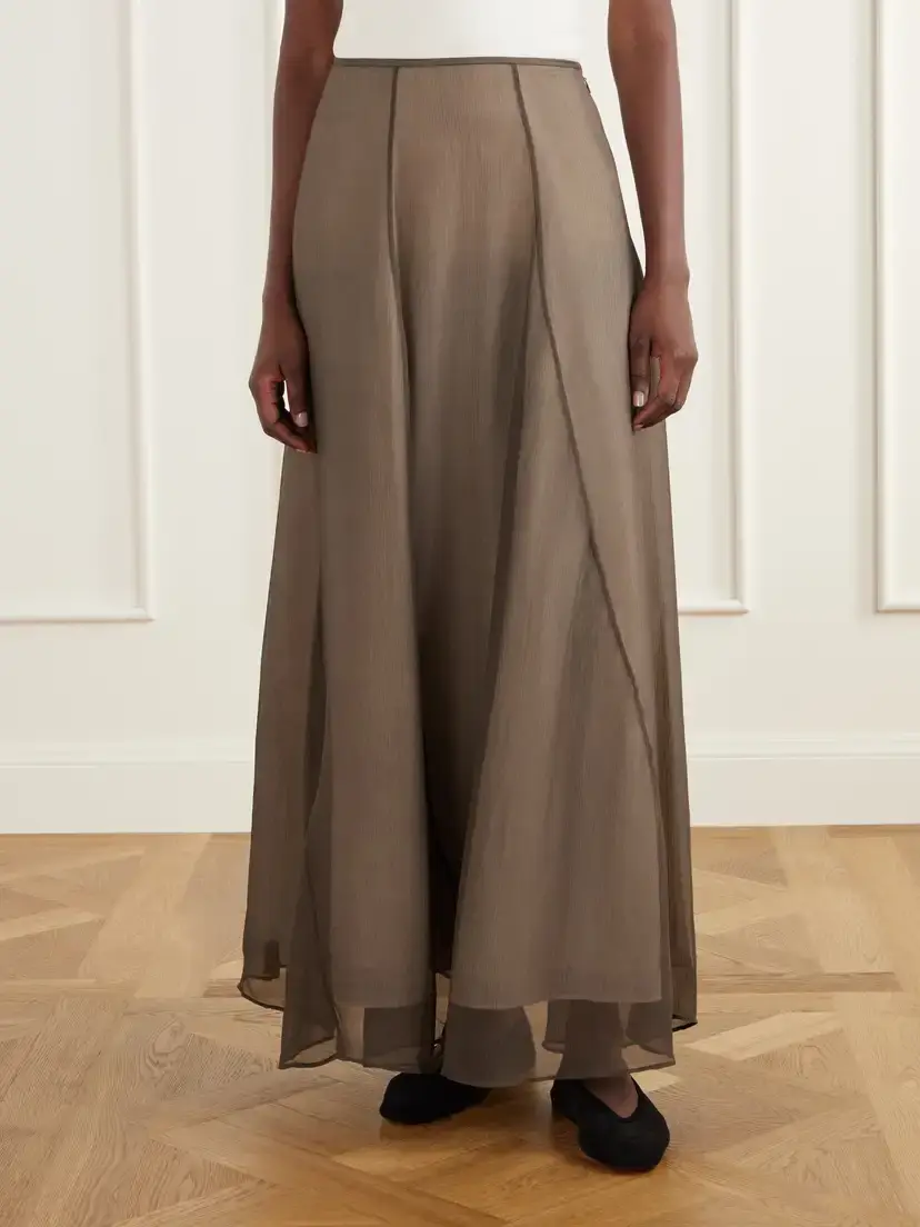 Ruohan Layered Paneled Silk-crepe De Chine Maxi Skirt | Thumbnail 3 Ruohan Layered Paneled Silk-crepe De Chine Maxi Skirt | Thumbnail 3
