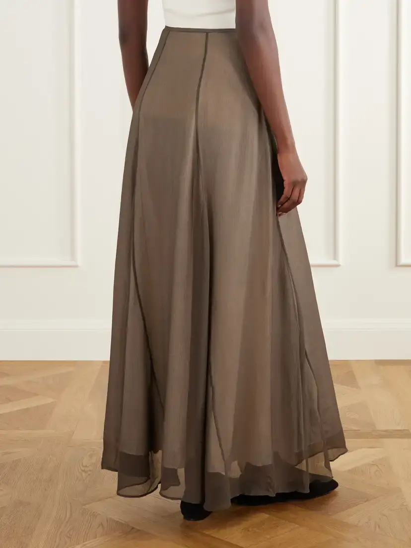 Ruohan Layered Paneled Silk-crepe De Chine Maxi Skirt | Thumbnail 4 Ruohan Layered Paneled Silk-crepe De Chine Maxi Skirt | Thumbnail 4