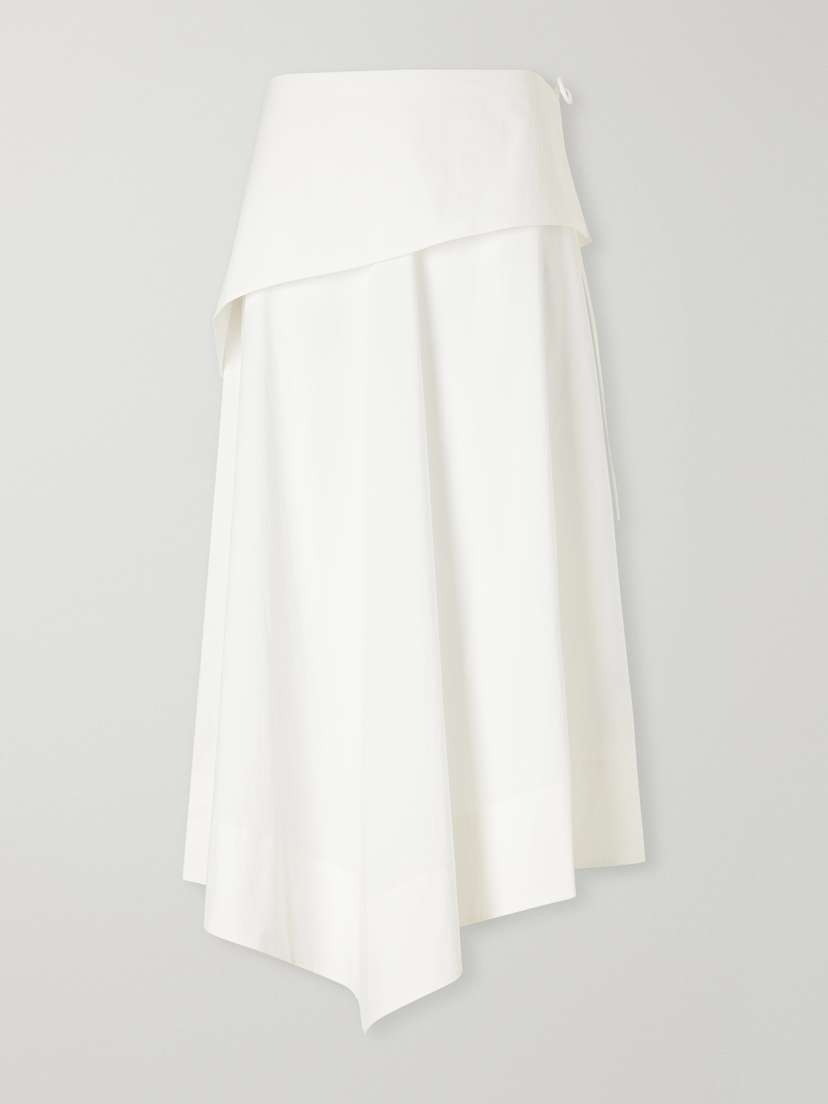 Belted Asymmetric Cotton-blend Poplin Midi Skirt Belted Asymmetric Cotton-blend Poplin Midi Skirt