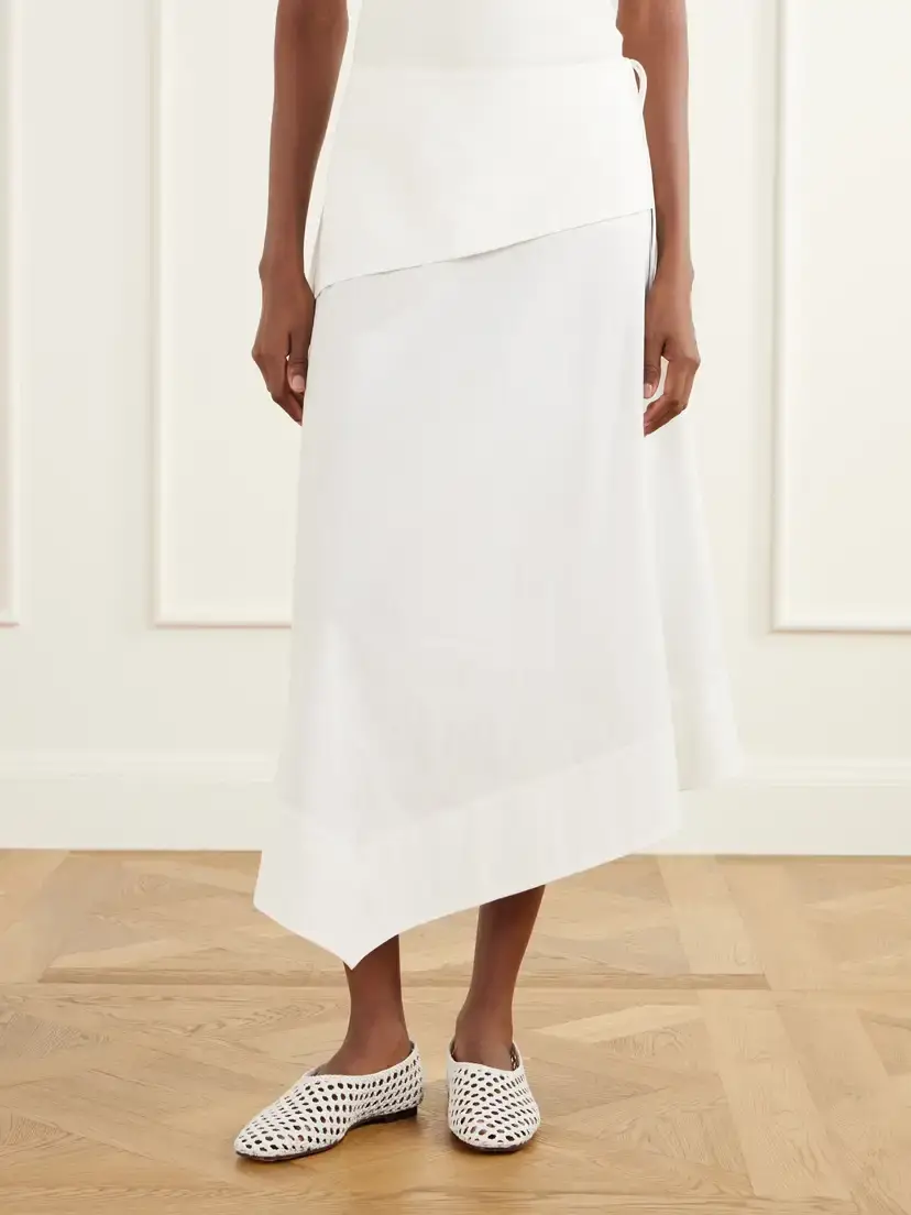 St. Agni Belted Asymmetric Cotton-blend Poplin Midi Skirt | Thumbnail 3 St. Agni Belted Asymmetric Cotton-blend Poplin Midi Skirt | Thumbnail 3