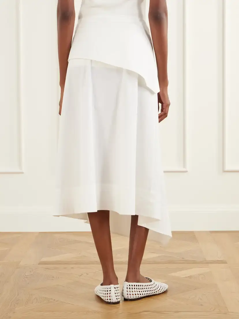 St. Agni Belted Asymmetric Cotton-blend Poplin Midi Skirt | Thumbnail 4 St. Agni Belted Asymmetric Cotton-blend Poplin Midi Skirt | Thumbnail 4