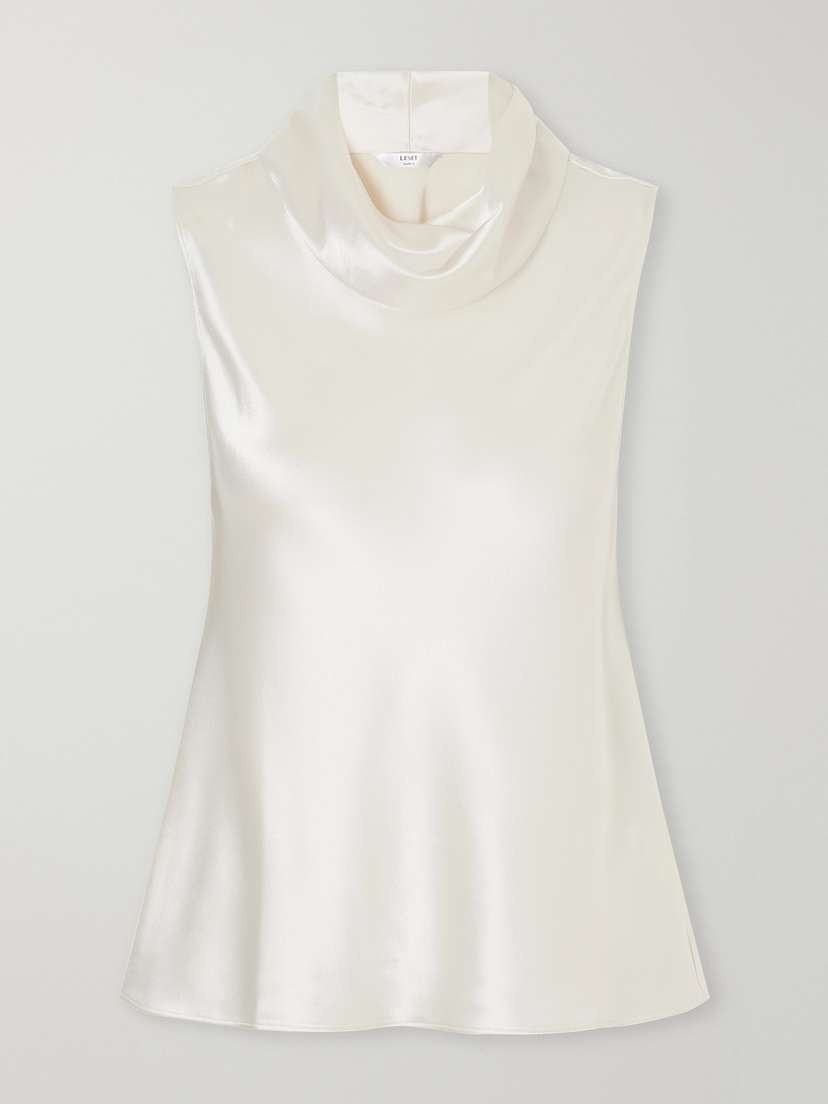 LESET Barb Draped Satin Blouse